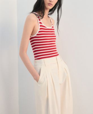 Women's Wide-Leg Cropped Pleated Pants