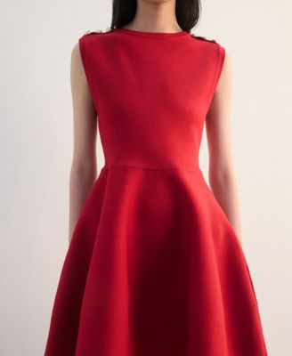 Women's Buttons Peplum Knit Dress