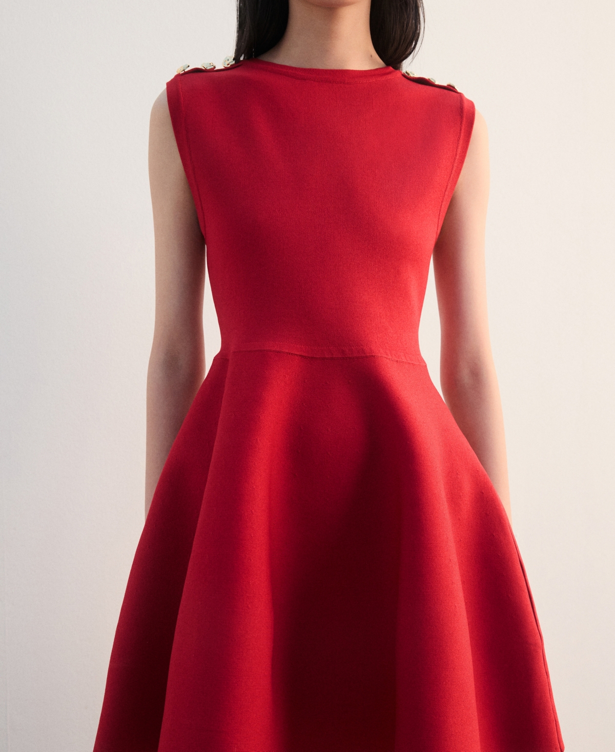 Mango Women's Buttons Peplum Knit Dress