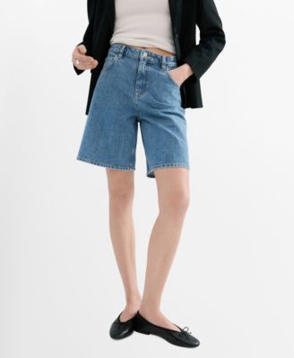 Women's High-Waist Straight-Fit Denim Shorts