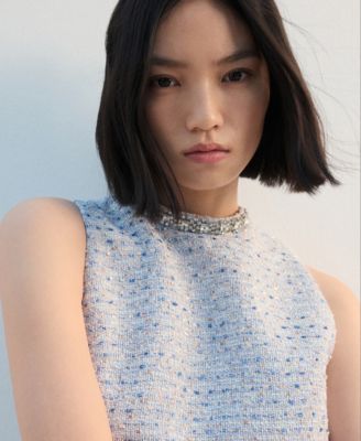 Women's Rhinestone Collar Tweed Dress