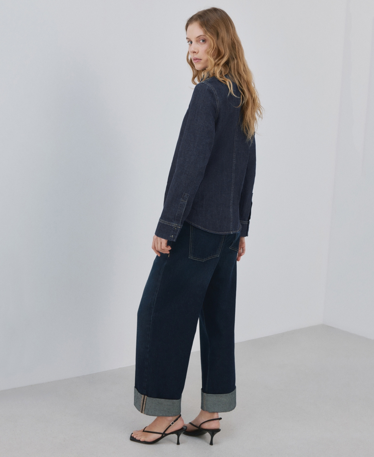 Mango Women's Tie Detail Denim Shirt