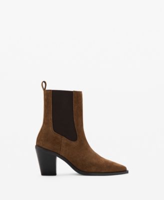 Women's Pointed Toe And Block Heel Suede Ankle Boots