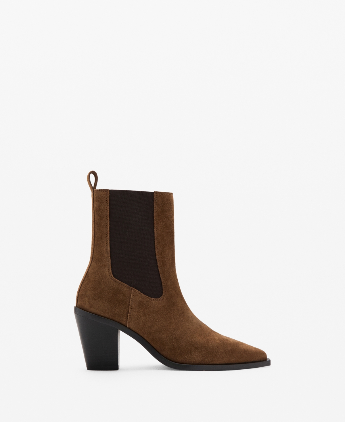 Mango Women's Pointed Toe And Block Heel Suede Ankle Boots