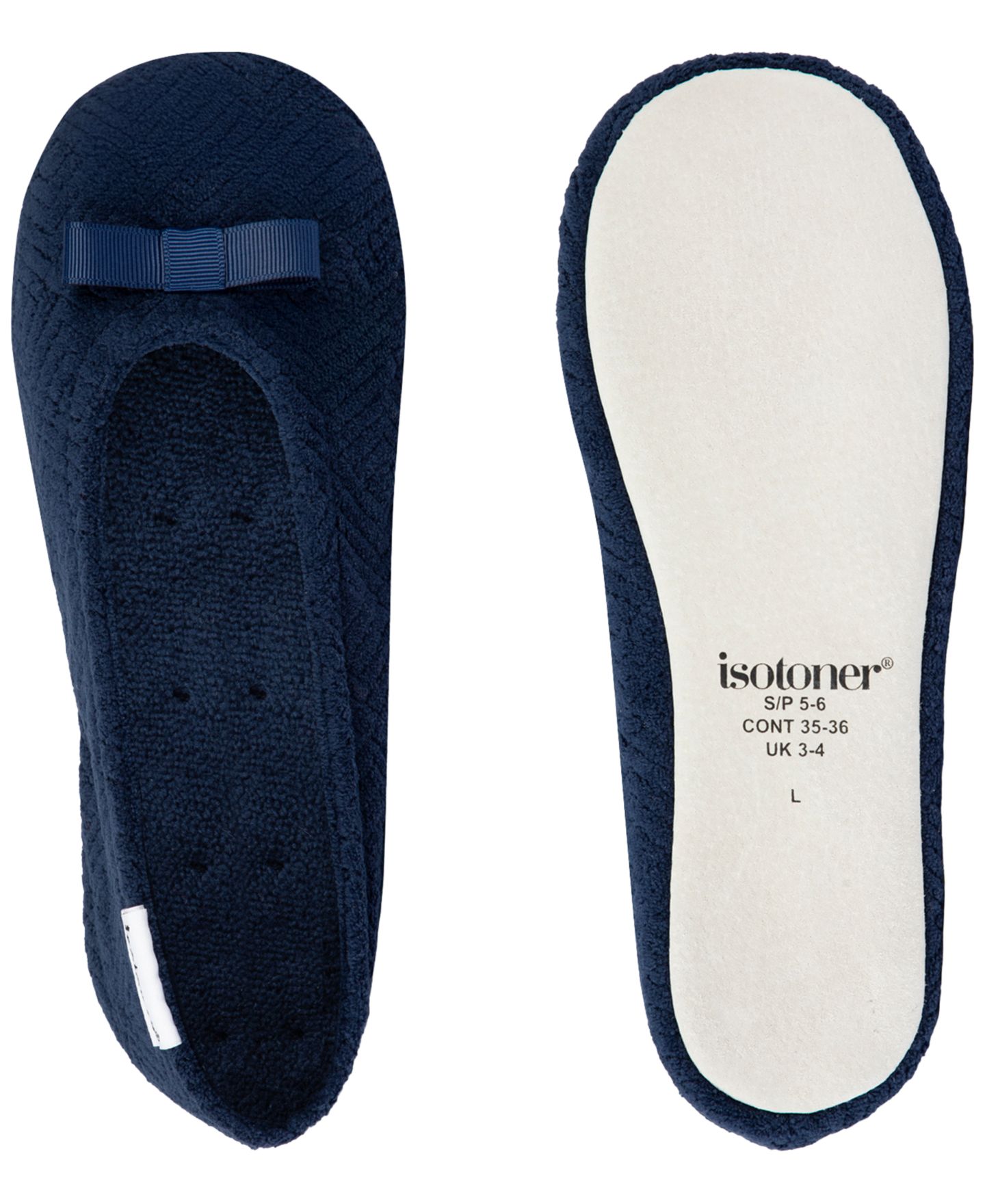 Женские тапочки Isotoner Signature Microterry Gemma Pillowstep Ballerina Slippers, цвет: Тёмно-синий — фото 5