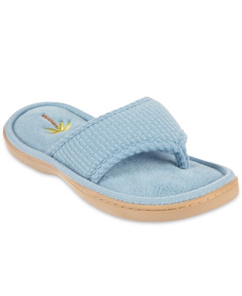 Женские тапочки Isotoner Signature Embroidered Seersucker Flip Flop, цвет: Яркий синий