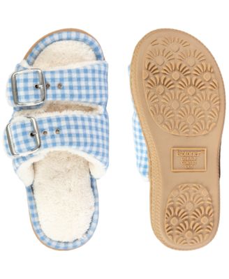 Women's Gingham Double Buckle Open Toe Slide Slippers