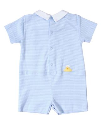 Baby Boy Stripe Knit Shortall With Chick