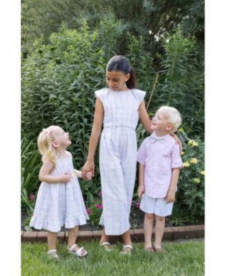 Big Girls Plaid Seersucker Jumpsuit
