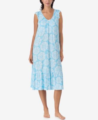 Women's Short-Sleeve Soft Bra Midi Jersey Nightgown