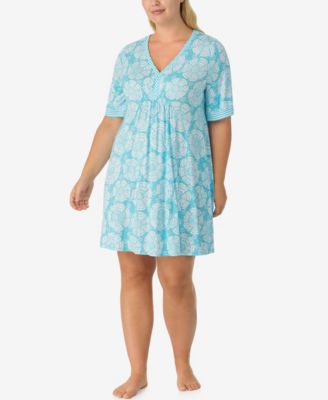 Plus Size Short-Sleeve Tunic Jersey Sleep Dress
