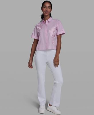 Petite Floral Embroidered Top