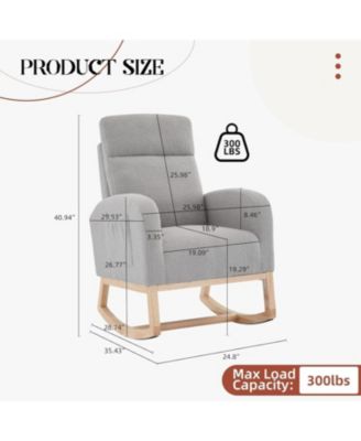 Modern Nursery Chair,Rocking Chair with High Backrest Armchair,PU Glider Accent Reading Chairs Padded Seat for Living Room,Bedroom