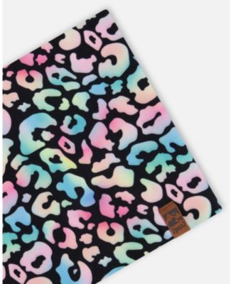 Baby Girls Stretch Jersey Neck Tube Black Animal Print