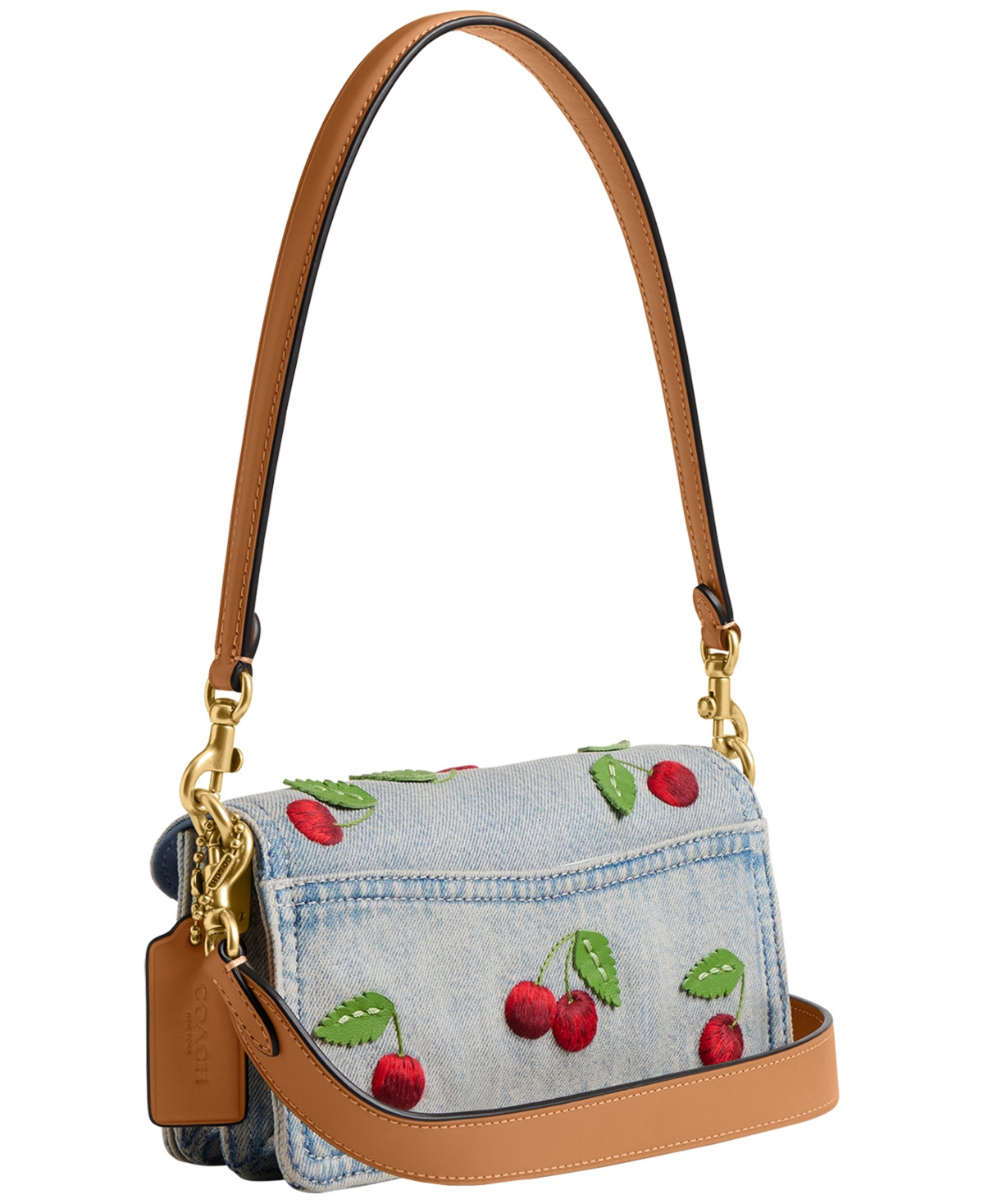 Coach Cherry Embroidered Denim Tabby Mini Shoulder Bag