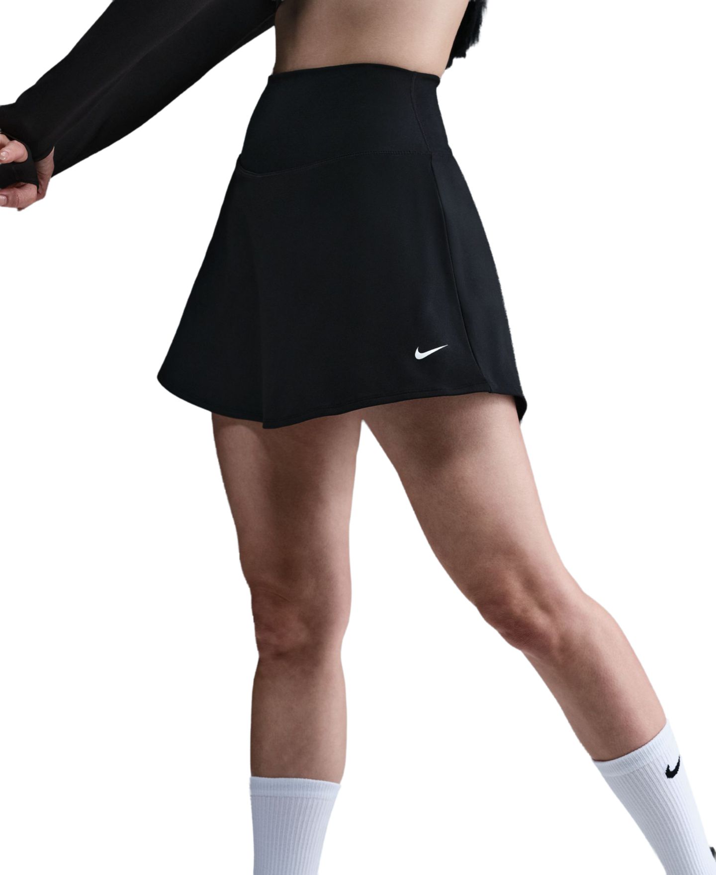 Женская юбка Nike Dri-Fit Swoosh Logo, цвет: Чёрный / Белый — фото 2