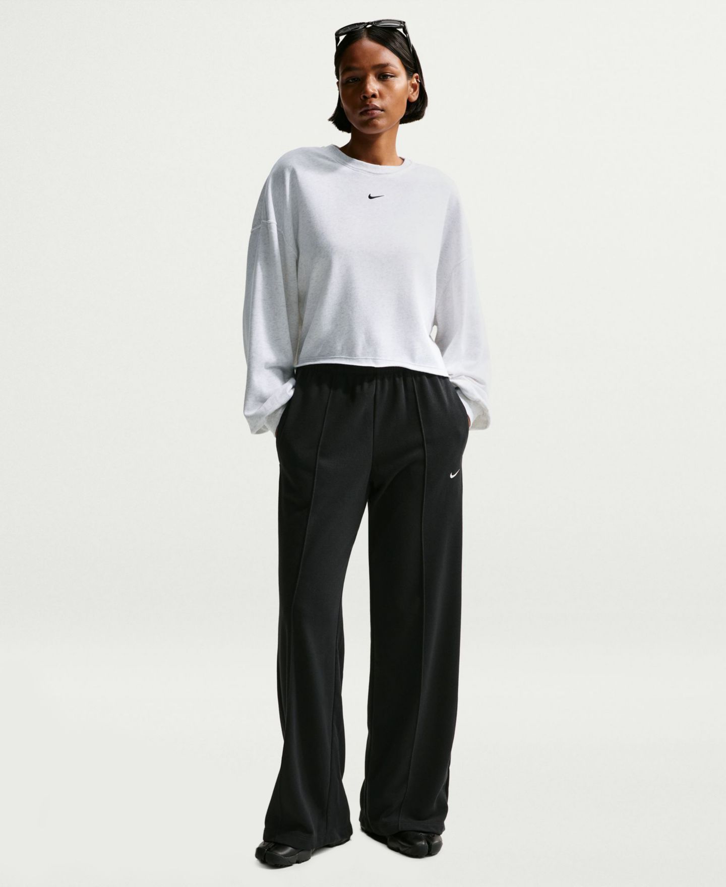 Женский свитшот Nike Oversized French Terry, цвет: Берёзовый меланжевый / Чёрный — фото 1