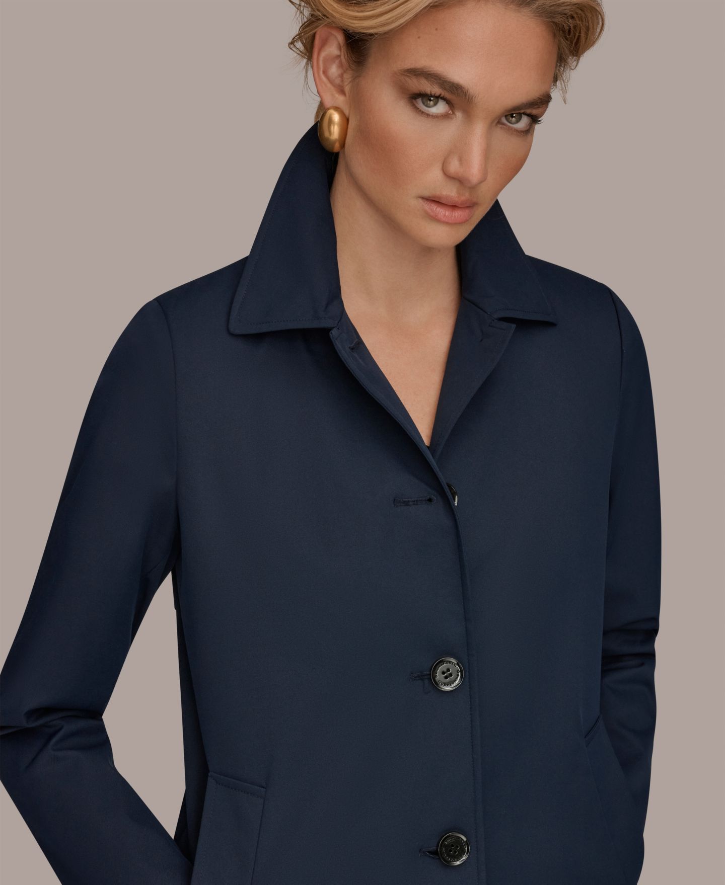 Женское пальто Donna Karan New York Balmacaan Shirt Collar, цвет: Nightfall — фото 4