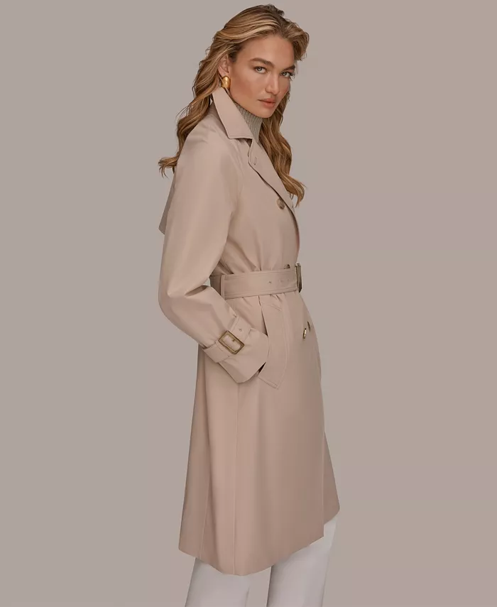 Women's Double Breasted Belted Notch Collar Trench Coat - thumbnail 3