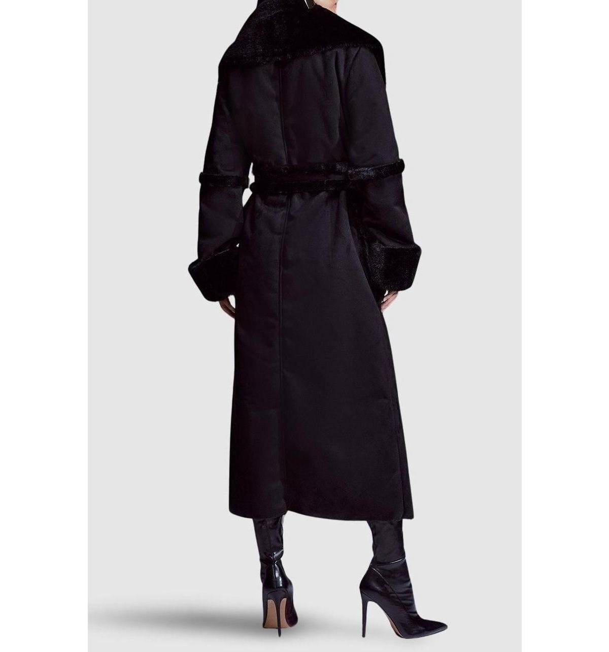 Karen Millen Women's Faux Shearling Belted Maxi Coat