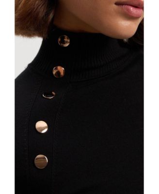 Women's Viscose Blend Popper Knit Mini Dress