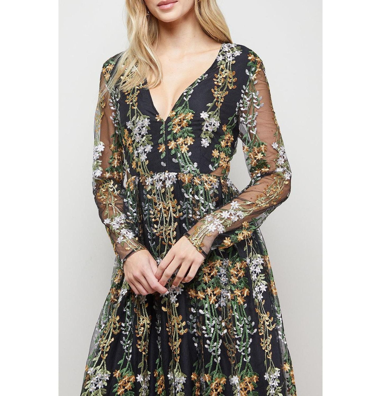 Женское платье Oasis Open Back Long Sleeve Midi, цвет: Разноцветный — фото 8
