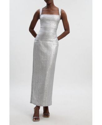 Women's Metallic Strappy Knit Maxi Dress