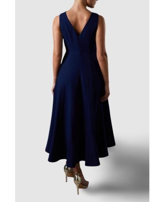 Women's Crepe Ruffle Low Back Dress