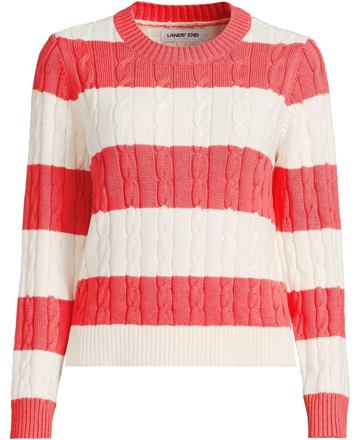 Lands' End Women's Drifter Classic Cable Crew Neck Sweater