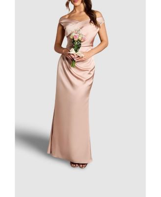 Women's Satin Bardot Maxi Dress