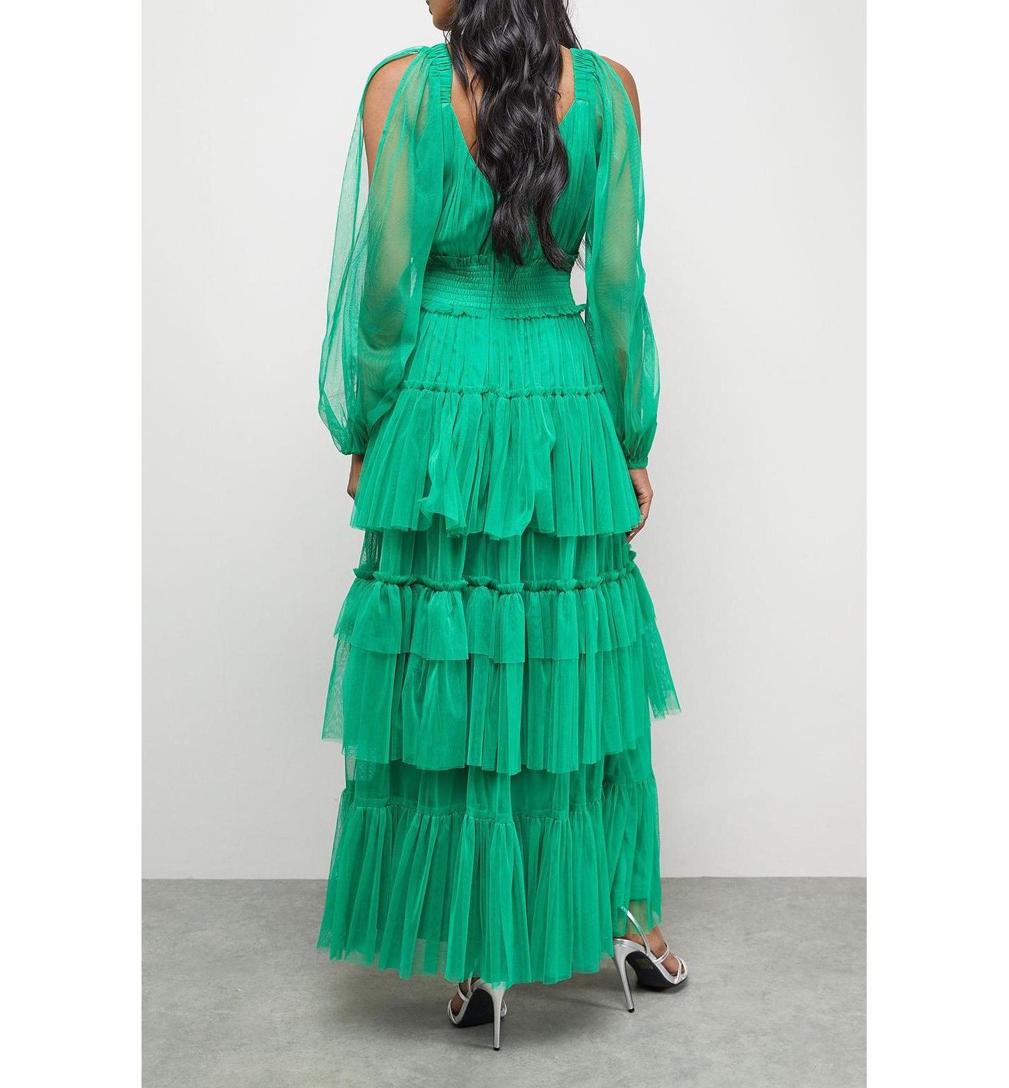 Женское платье Warehouse Cinched Waist Maxi, цвет: Зелёный — фото 7