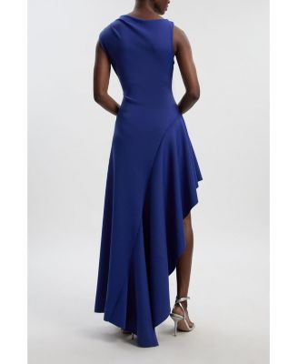 Women's Scuba Drama Ruffle Hem Woven Maxi Dress