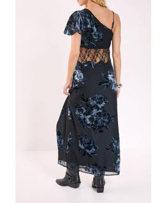 Women's Lace Insert Split Leg Maxi Dress