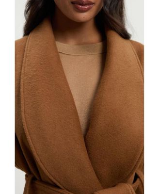 Women's Brushed Wool Wrap Tailored Maxi Coat