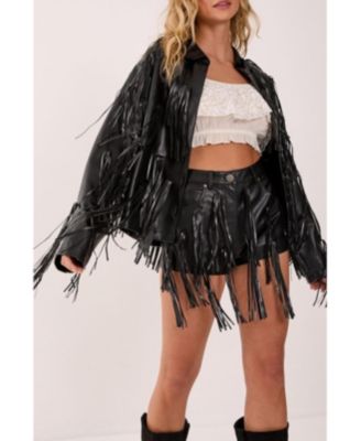 Women's Faux Leather Tassel Jacket