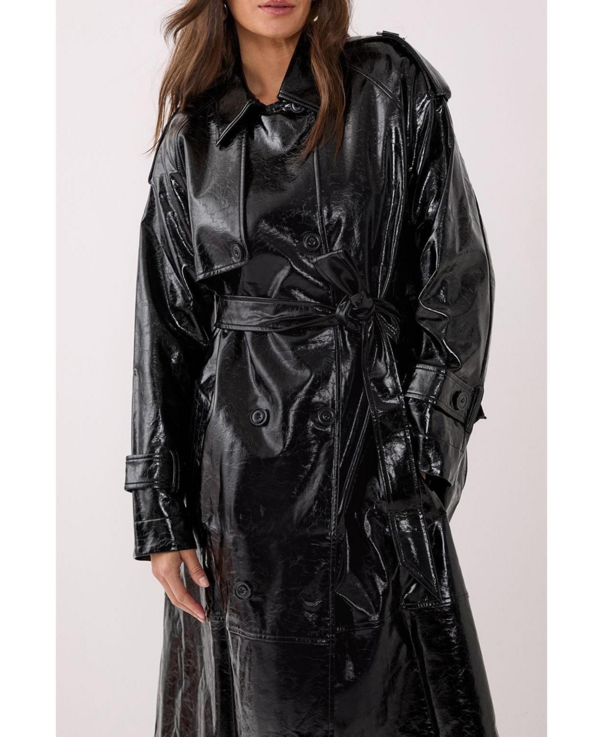 Nasty Gal Women's High Shine Faux Leather Trench Coat