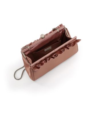 Woman's Olivia Satin Ruffle Top Pouch Clutch