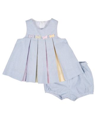 Baby Girl Multicolor Seersucker Dress & Bloomer