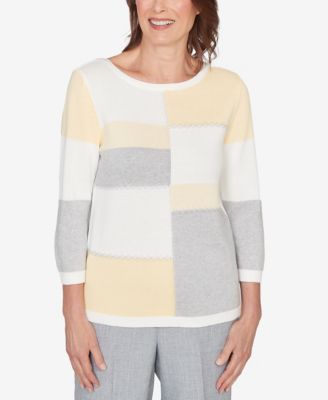 Women's  Al Fresco Ribbed Colorblock Jewel Neck Sweater