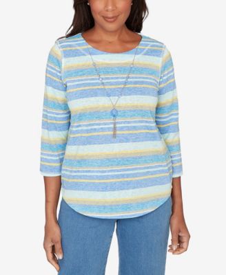 Women's  Beachcomber Coastal Striped Top with Necklace