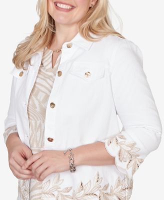 Women's  Natural Wonder Leaf Cutout Embroidered Shirt Jacket