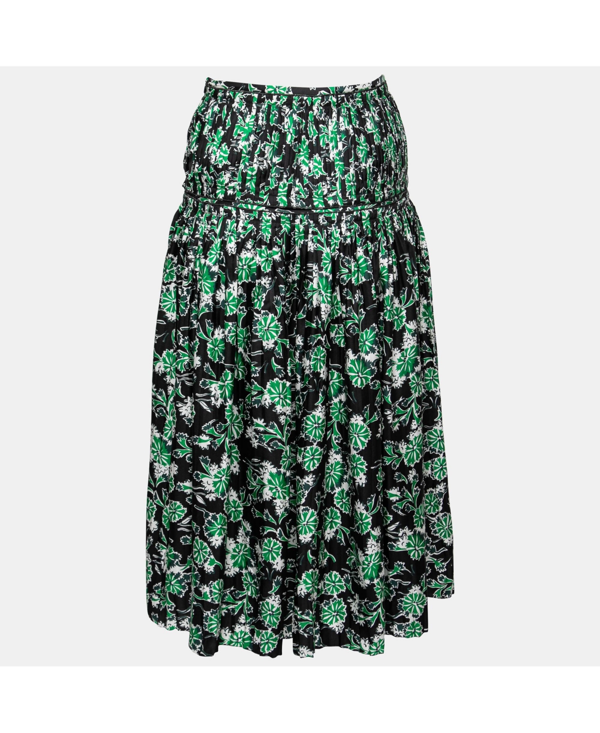 Pre-Owned Marni Women's Fern Floral Print Silk Pleated Midi Skirt
