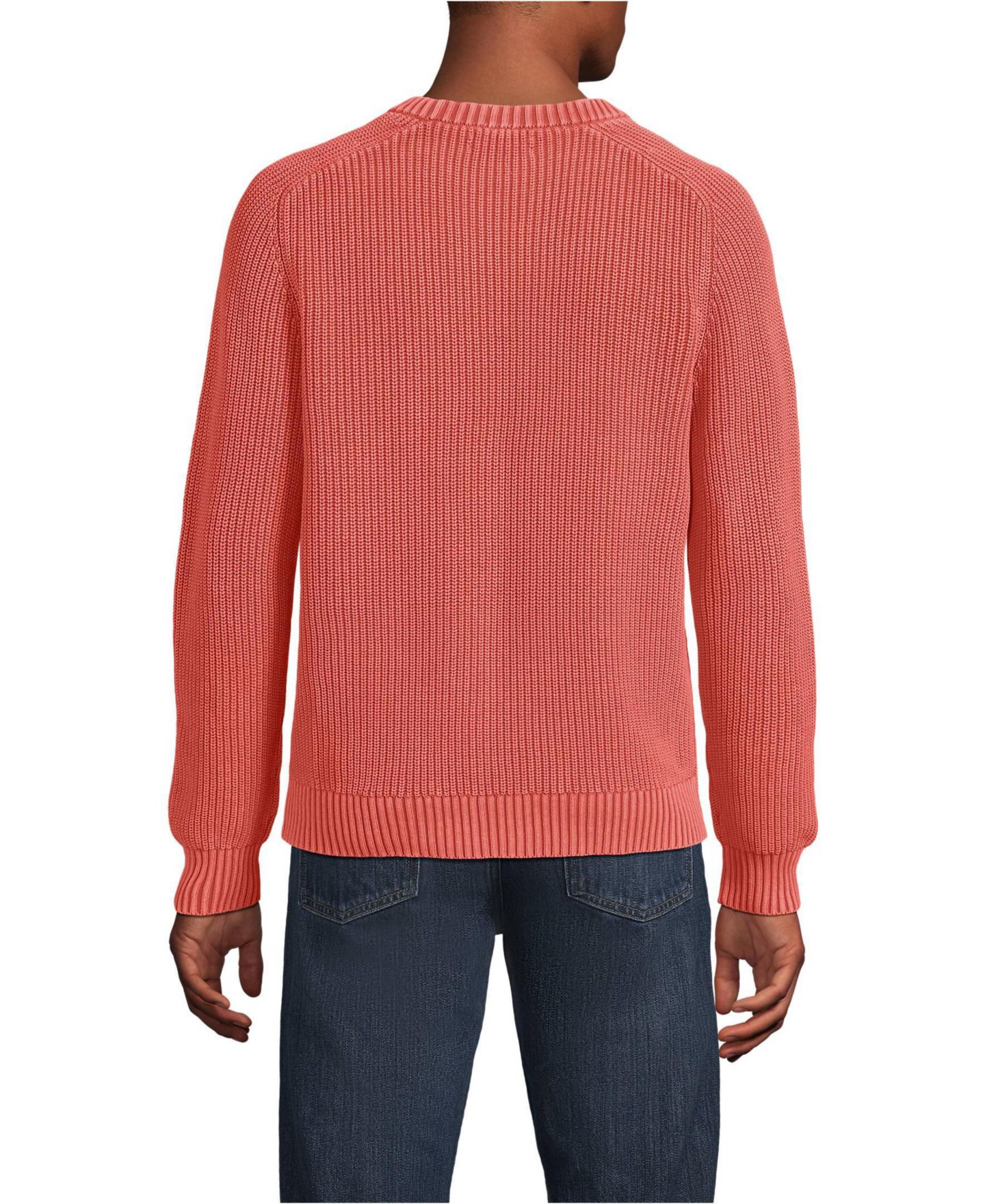 Мужской свитер Lands' End Long Sleeve Sunwashed Drifter, цвет: Морской коралловый — фото 2