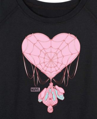 Women's Marvel Spider-Man Heart Web French Terry Long sleeve T-shirt