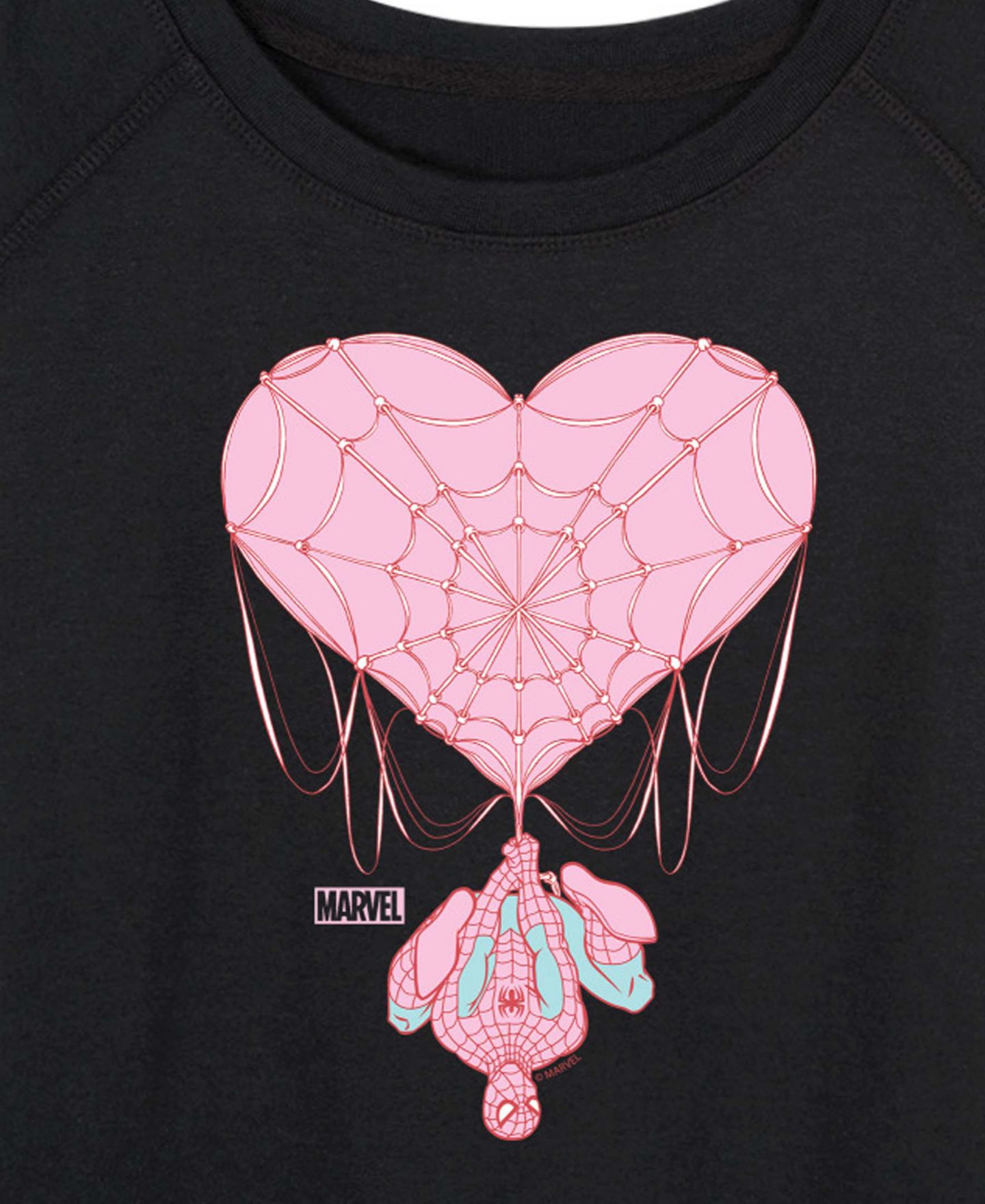 Женская футболка Hybrid Apparel Marvel Spider-Man Heart Web French Terry Long-Sleeve, цвет: Чёрный — фото 2