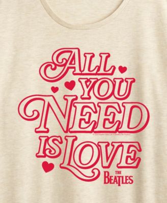 Women's All You Need Is Love Beatles Short Sleeve Graphic T-Shirt