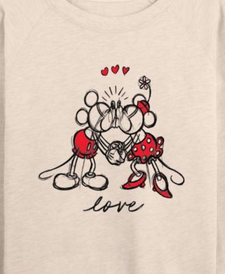 Women's Mickey Minnie Love Sketch French Terry Long sleeve T-shirt