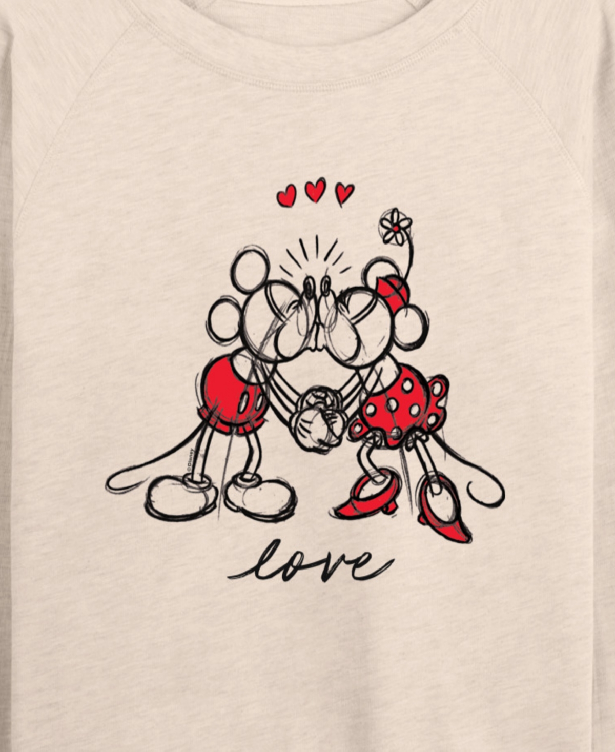 Hybrid Apparel Women's Mickey Minnie Love Sketch French Terry Long sleeve T-shirt