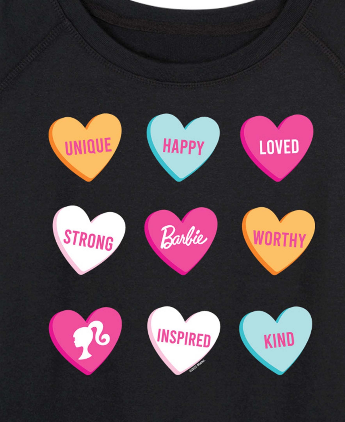 Hybrid Apparel Women's Barbie Valentine Candy Hearts French Terry Long sleeve T-shirt