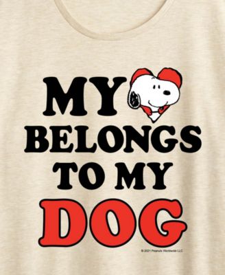 Women's Peanuts Snoopy My Heart Belongs To My Dog Short Sleeve Graphic T-Shirt